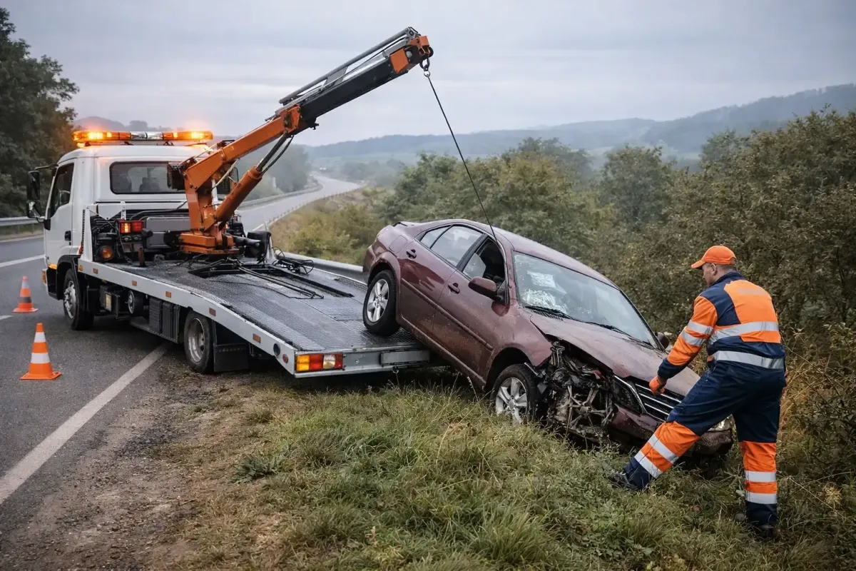 Grúa remolcando un auto en Guayaquil